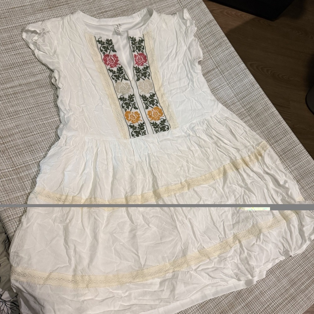 Show Me Your Mumu White Babydoll Dress SMALL Embroidered Flower Revolve Floral